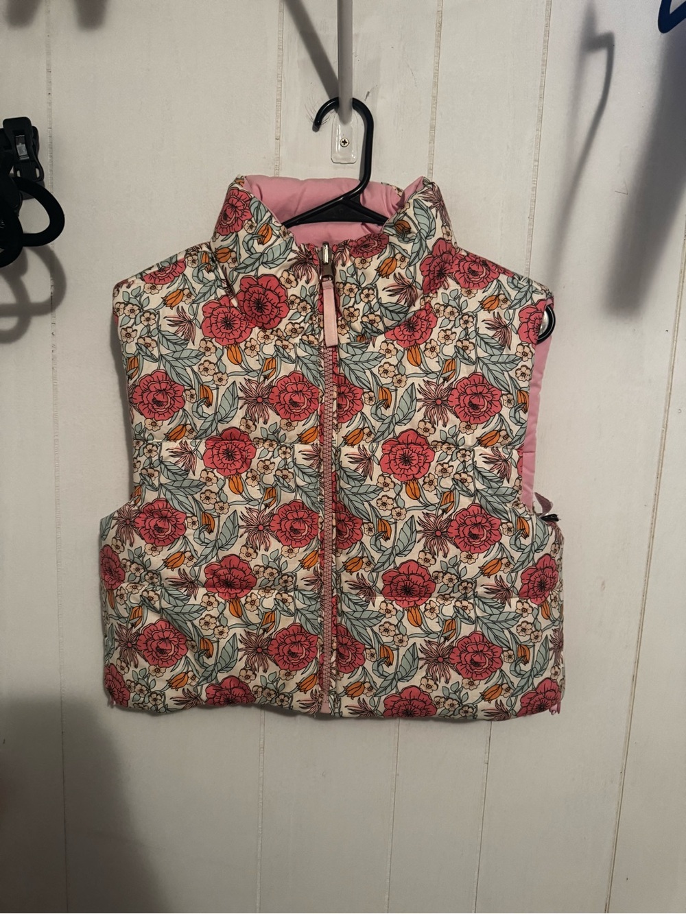 Papermoon Floral Quilted Pink Multicolor Puffer Vest NWOT